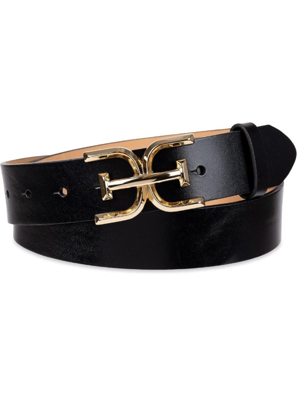 Stylish Casual Double-E Logo Plaque Buckle Leather Belt for Jeans & Trousers